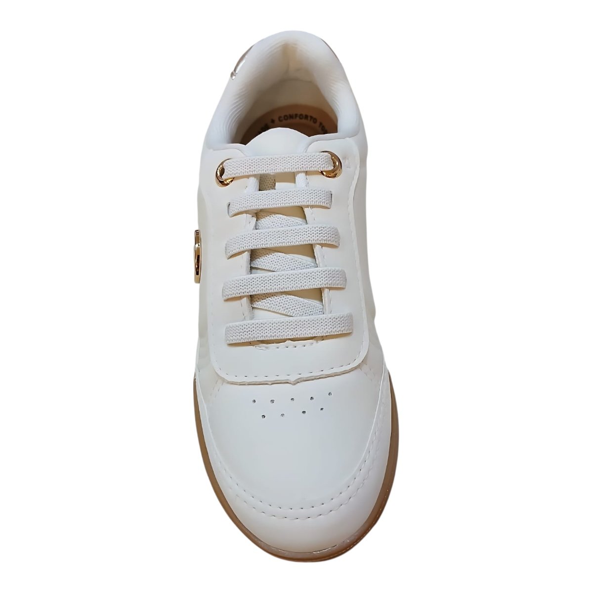 Tenis Feminino Kolosh Ultraconforto Casual Calce Fácil Elástico Detalhe Metalizado C4085 Marfim Marfim 3