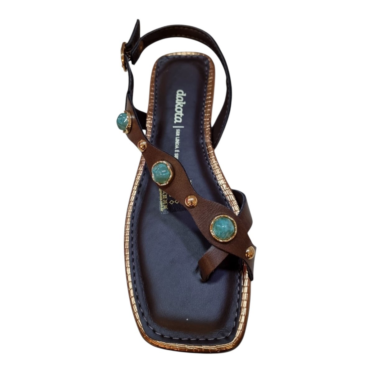 Sandalia Rasteira Feminino Dakota Casual Conforto Tiras Pedras Antiderrapante Y9381 Marrom Marrom 3