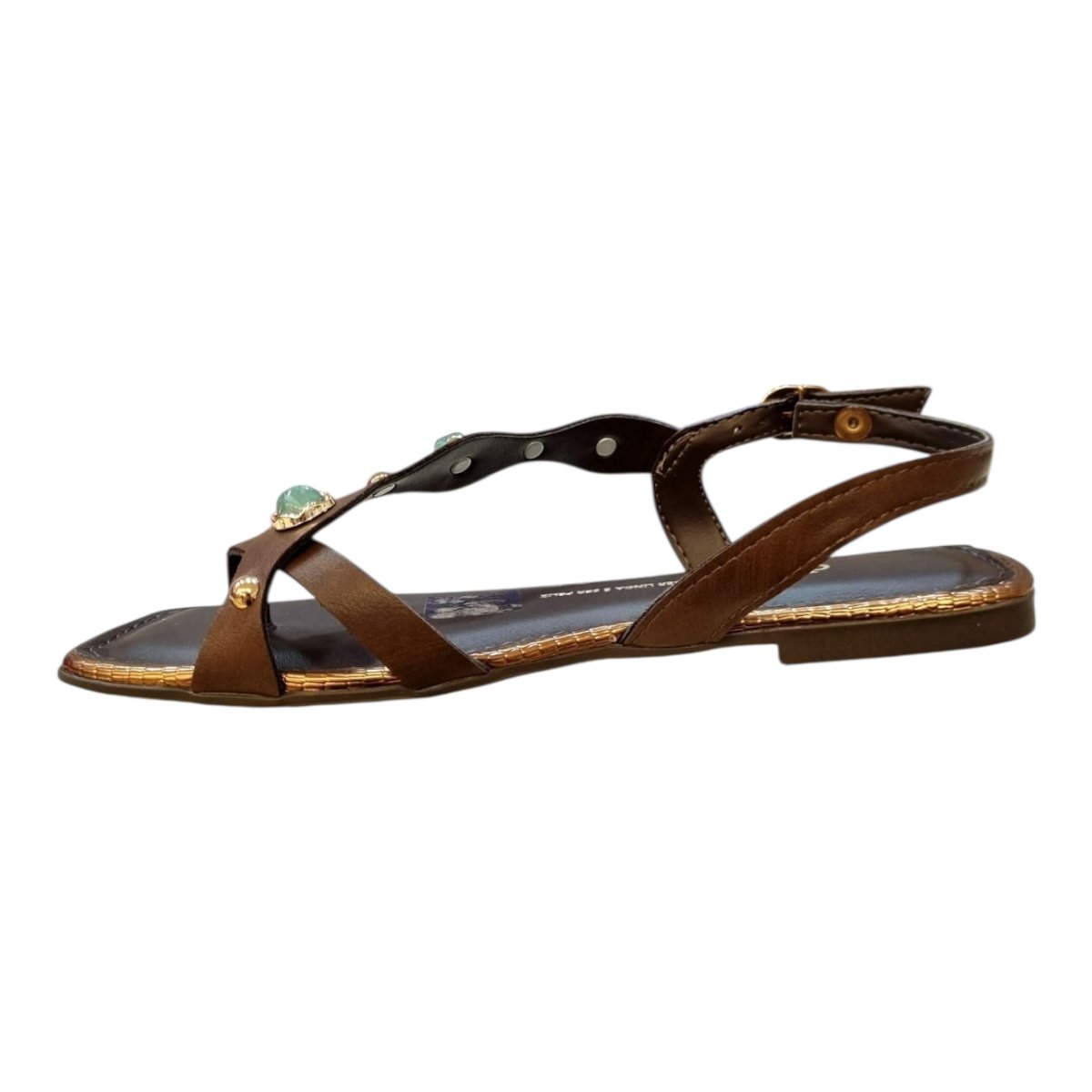 Sandalia Rasteira Feminino Dakota Casual Conforto Tiras Pedras Antiderrapante Y9381 Marrom Marrom 6