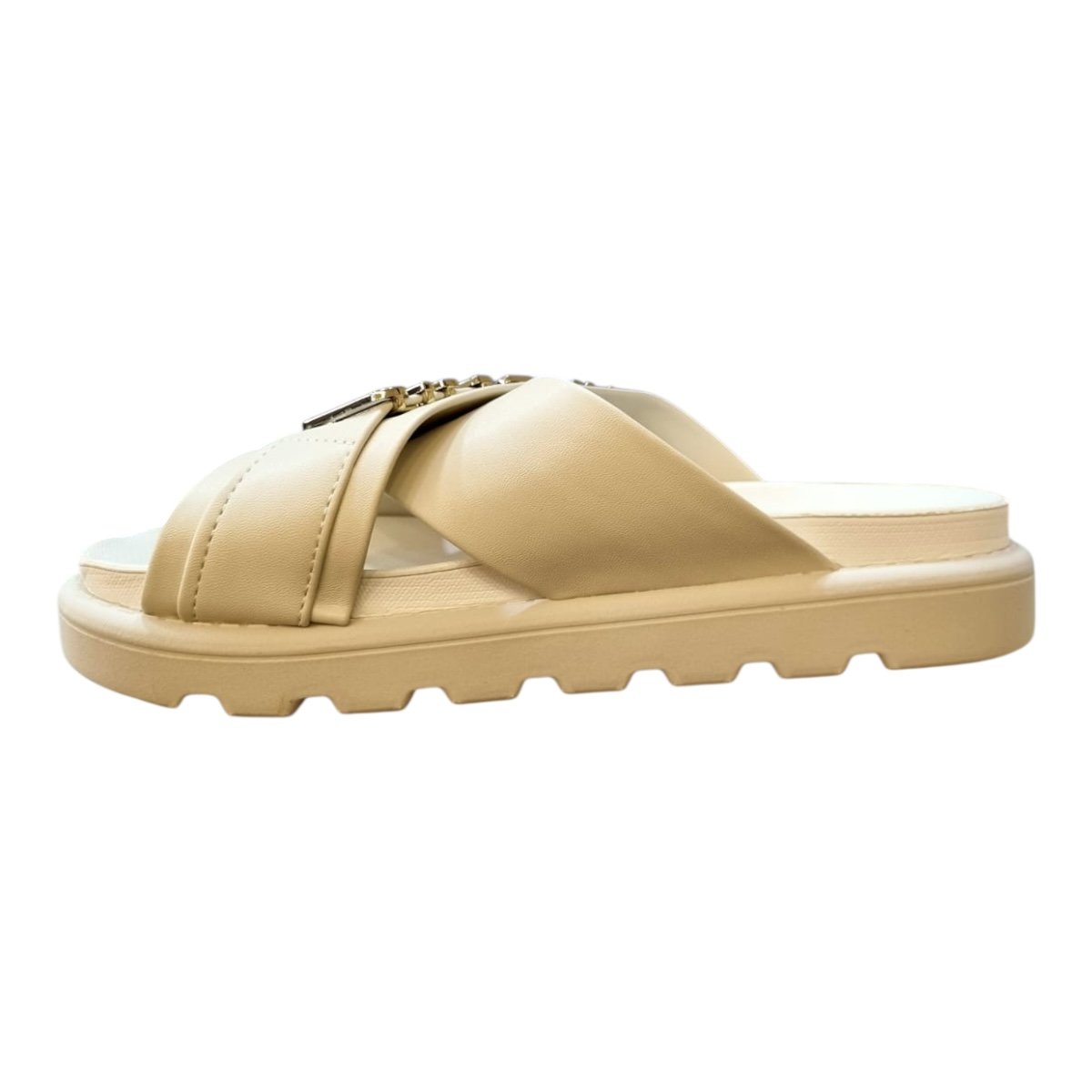 Chinelo Papete Feminino Vizzano Casual Conforto Tiras Cruzadas Metalizado 6510.122 Branco Branco 4