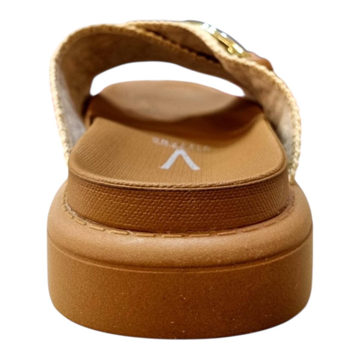 Chinelo Papete Feminino Vizzano Casual Conforto Tiras Cruzadas Detalhes Tressê Metalizado 6510.121 Caramelo Caramelo 3