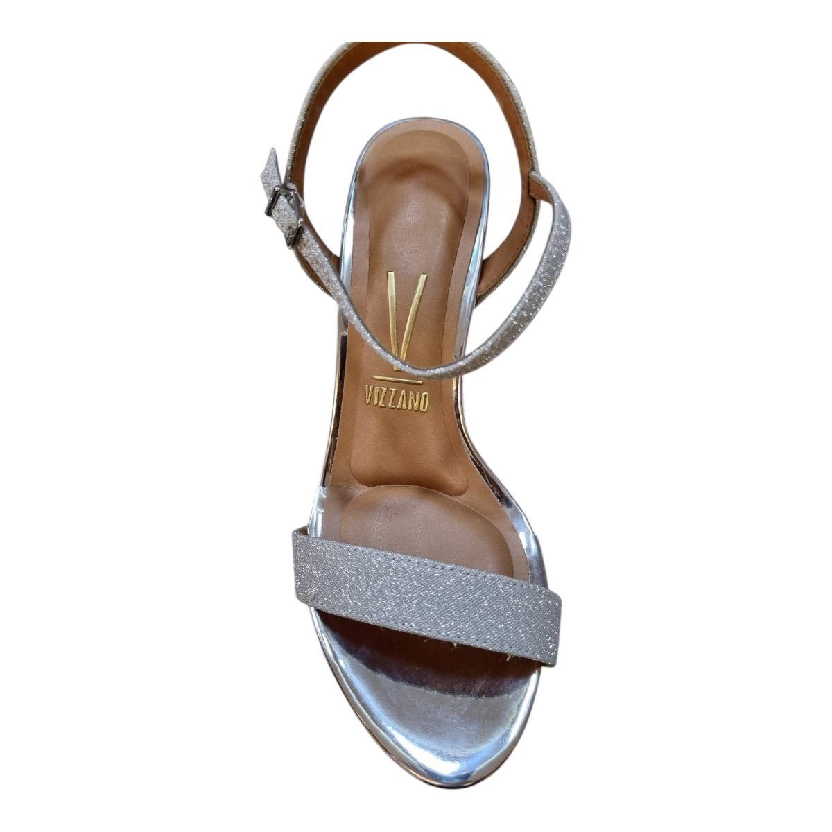 Sandalia Feminino Vizzano Casual Brilho Metalizada Glitter Salto 6262.474 Prata Prata 4