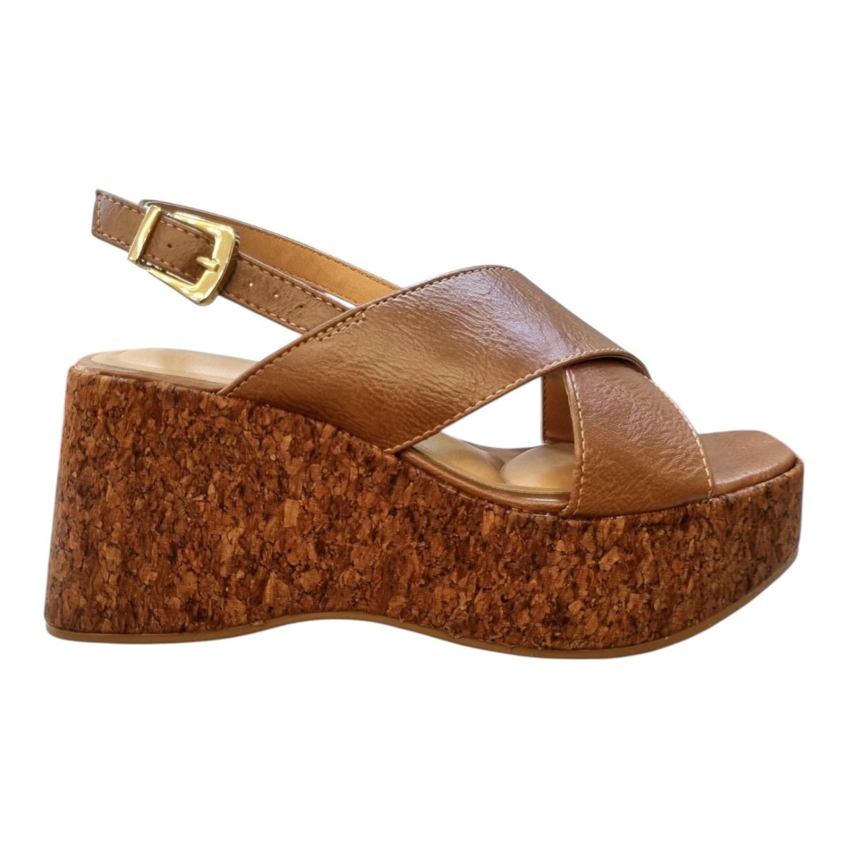 Sandalia Anabela Feminino Vizzano Casual Conforto Tiras Cruzadas Plataforma 6559.101 Marrom