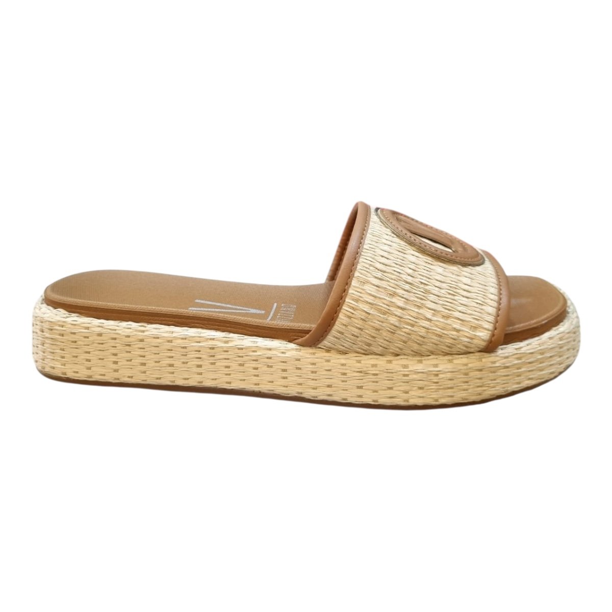 Chinelo Papete Feminino Vizzano Casual Conforto Slide Detalhe Metalizado Tressê 6506.123 Caramelo