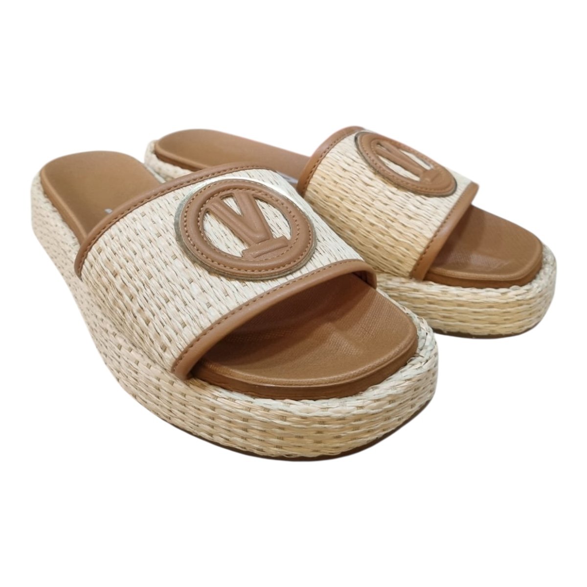 Chinelo Papete Feminino Vizzano Casual Conforto Slide Detalhe Metalizado Tressê 6506.123 Caramelo Caramelo 2