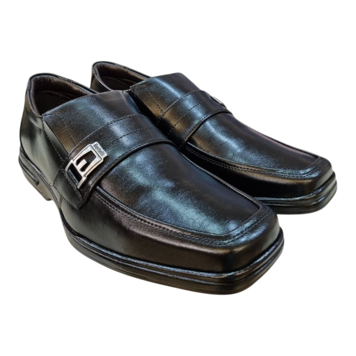 Sapato Masculino Bertelli Casual Conforto Social Cale Fácil Atiderrapante 80.001 Preto Preto 2