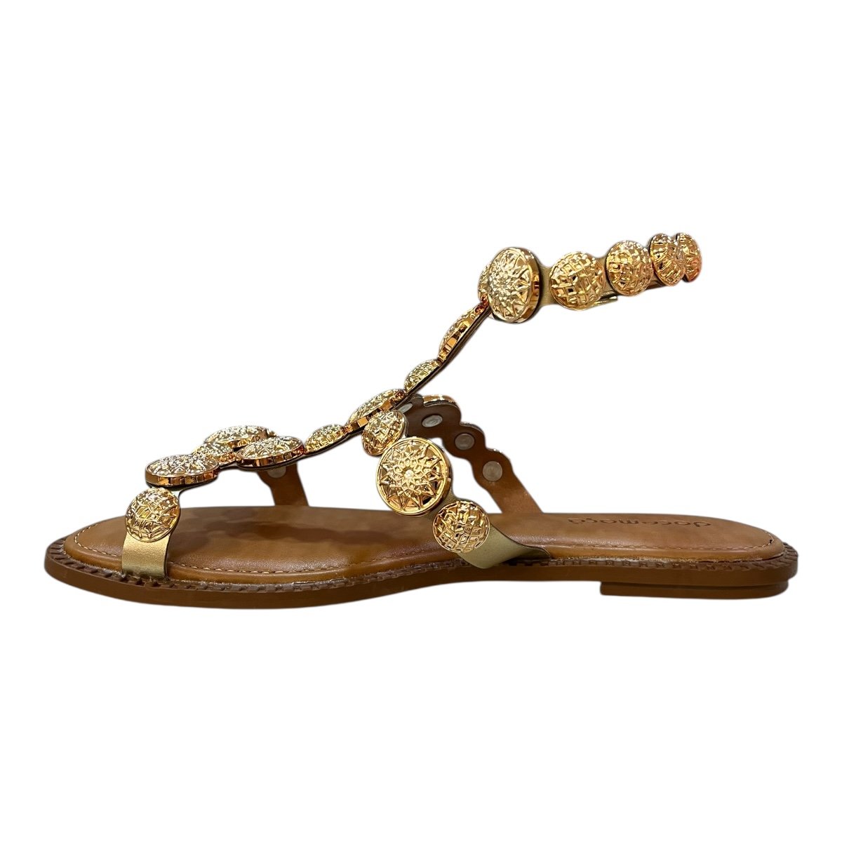 Sandalia Feminino Rasteira Doce Maça Casual Conforto Metalizado Antiderrapante E227tt Dourado Dourado 6