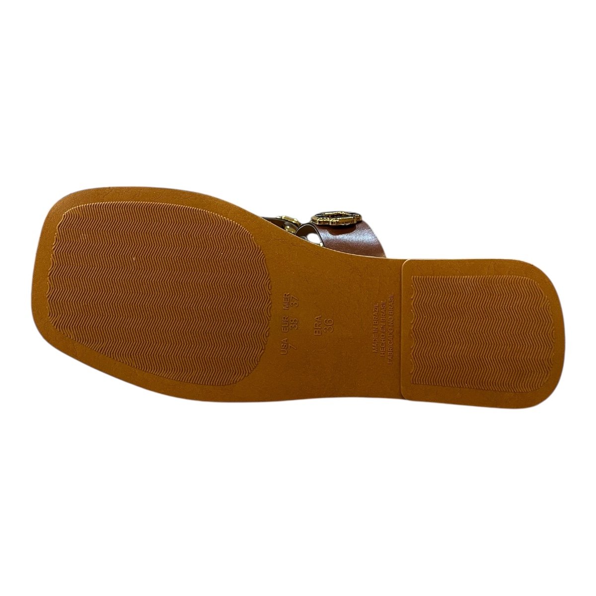 Chinelo Rasteira Feminino Doce Maça Conforto Casual Slide Detalhe Metalizado Antiderrapante E220rf Marrom Marrom 4