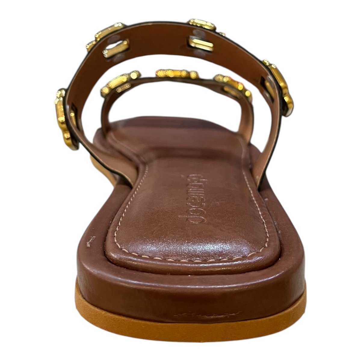 Chinelo Rasteira Feminino Doce Maça Conforto Casual Slide Detalhe Metalizado Antiderrapante E220rf Marrom Marrom 6