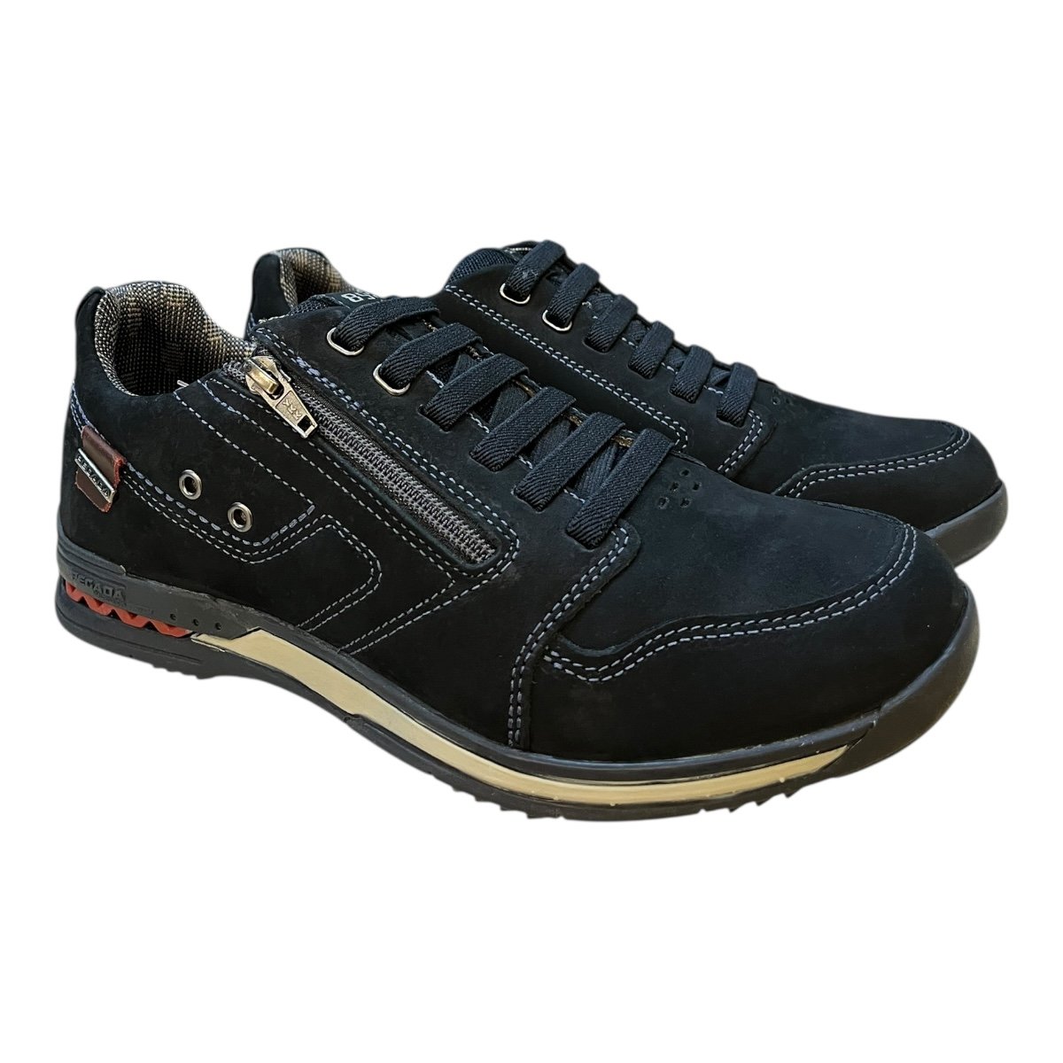 Sapatenis Masculino Pegada Couro Conforto Calce Fácil Zíper 114858 Marinho Azul Marinho 2