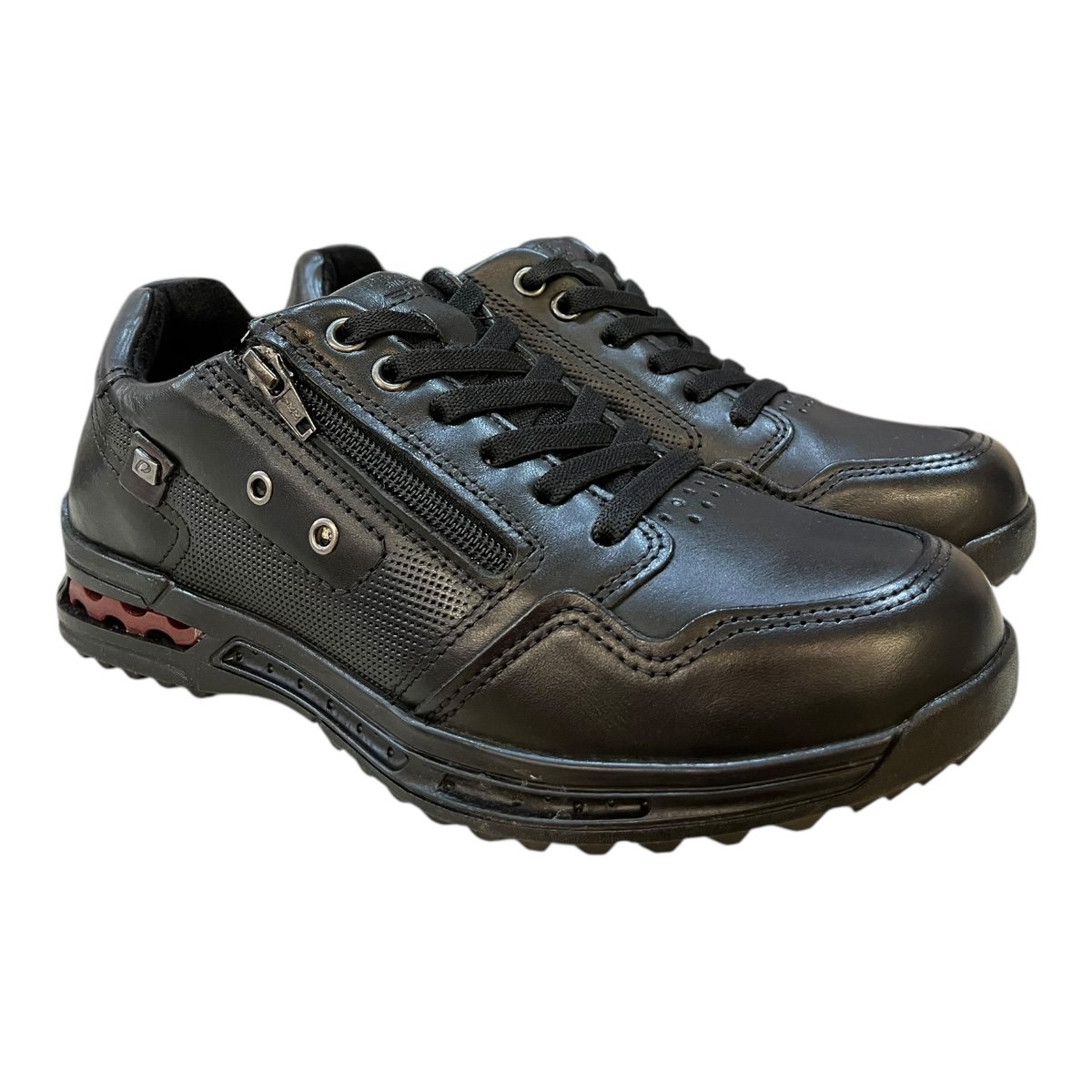 Sapatenis Masculino Pegada Ultraconforto Couro Calce Fácil Zíper Antiderrapante 111801-03 Preto Preto 2