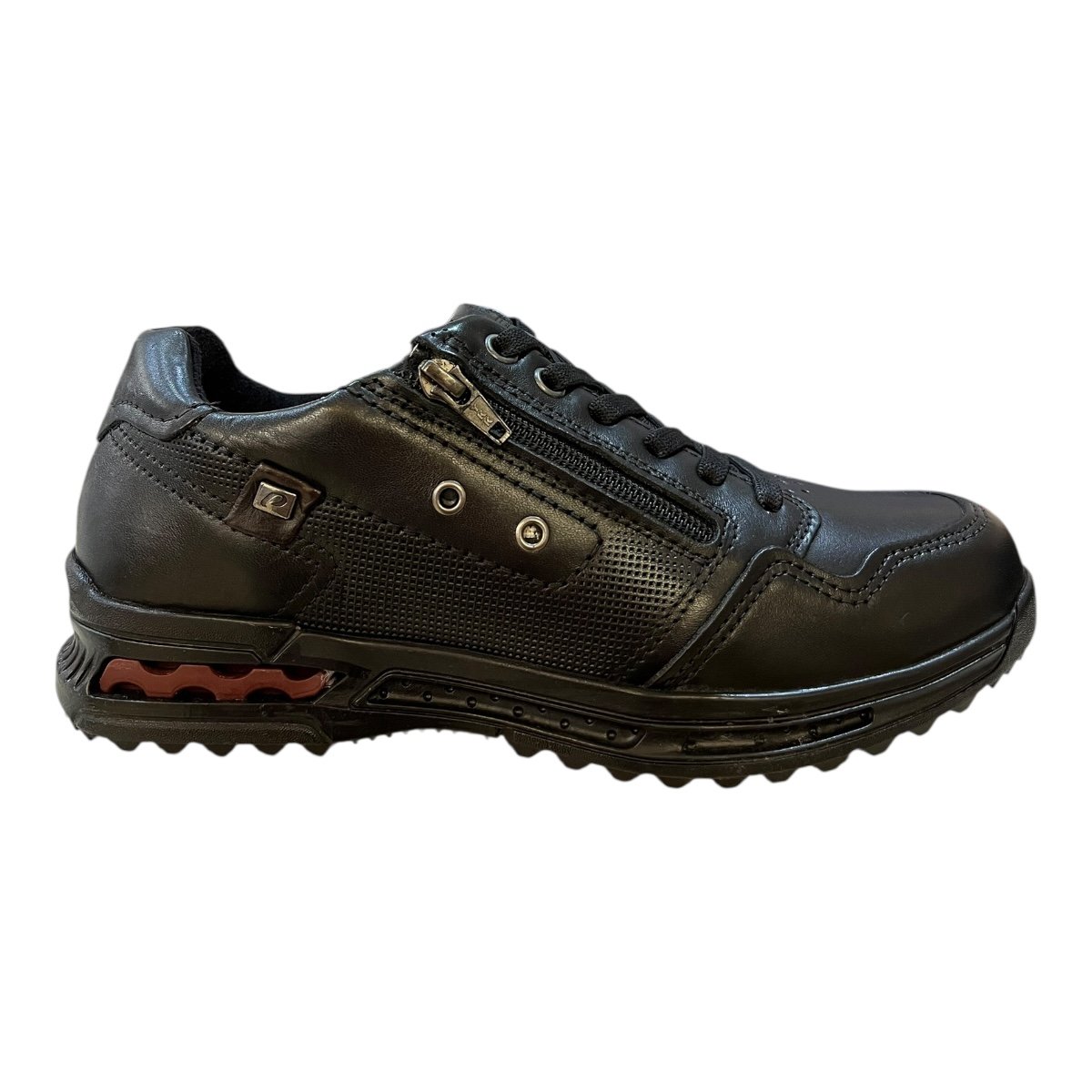 Sapatenis Masculino Pegada Ultraconforto Couro Calce Fácil Zíper Antiderrapante 111801-03 Preto