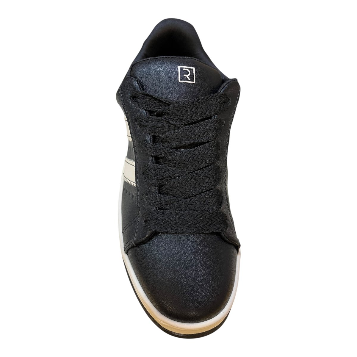 Tenis Feminino Ramarim Casual Conforto Camurça Plataforma Listras Amarração 25-99201 Preto Preto 6