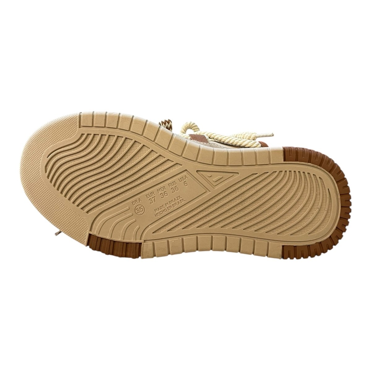 Tenis Feminino Ramarim Sneaker Casual Plataforma Conforto Cadarço Duplo Retrô 25-94204 Bege 3