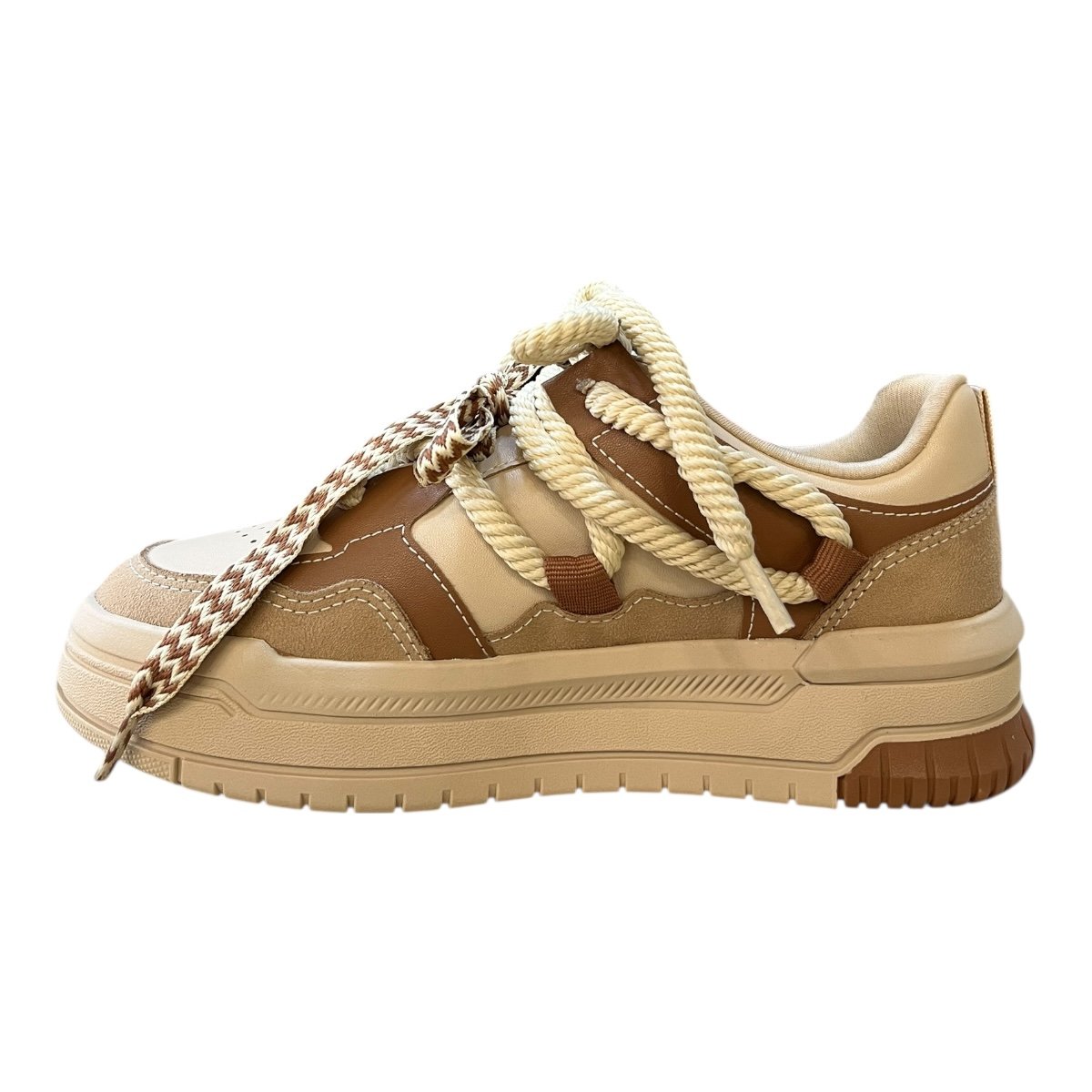 Tenis Feminino Ramarim Sneaker Casual Plataforma Conforto Cadarço Duplo Retrô 25-94204 Bege 4