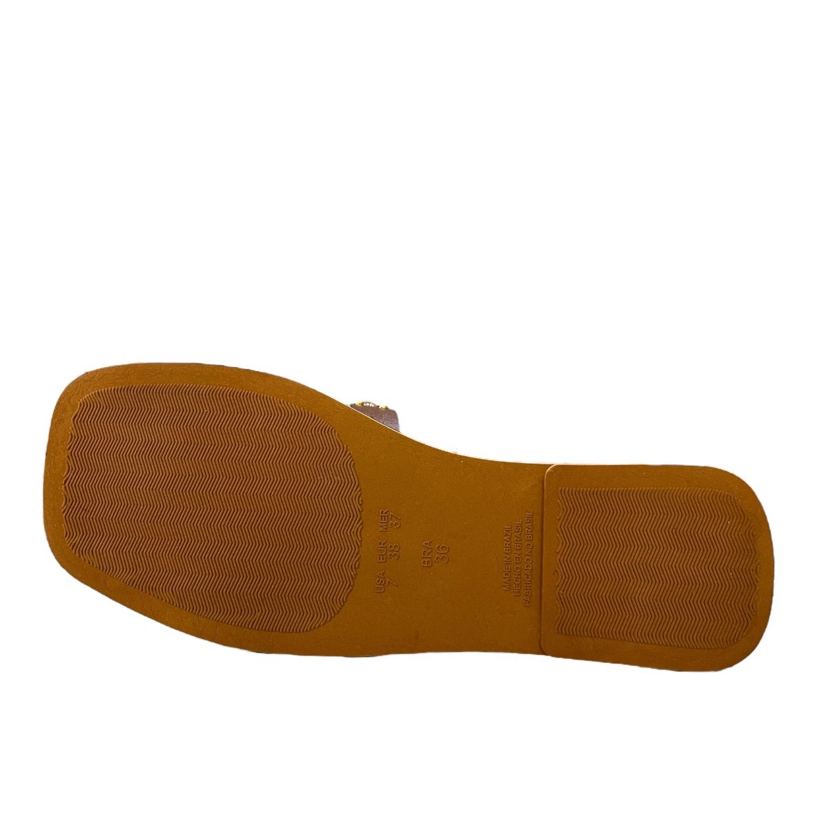 Sandalia Rasteira Feminino Doce Maça Casual Conforto Fivela Tiras Metalizado Antiderrapante E231rf Marrom Marrom 4