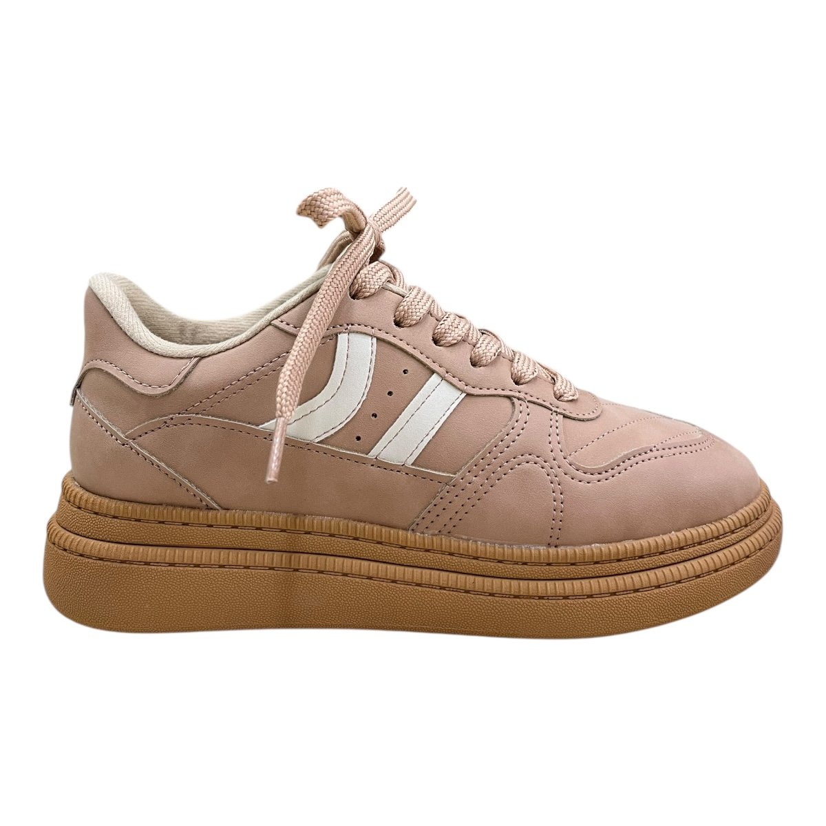 Tenis Feminino Moleca Casual Conforto Plataforma Nobuck Camurça Amarração 5816.101 Nude
