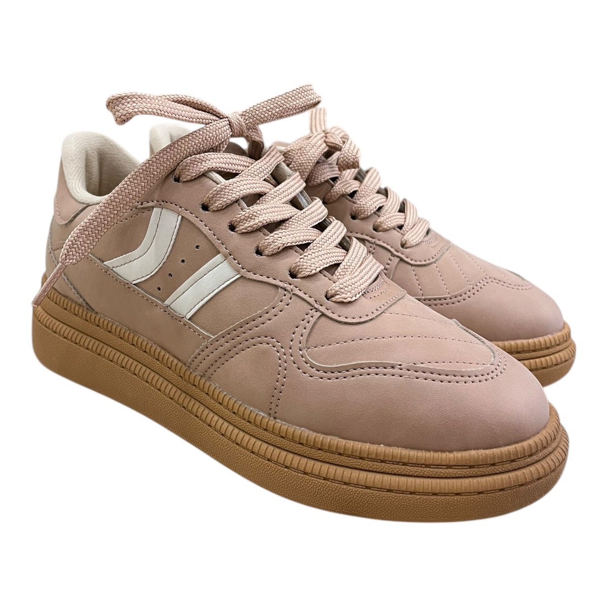 Tenis Feminino Moleca Casual Conforto Plataforma Nobuck Camurça Amarração 5816.101 Nude Nude 2
