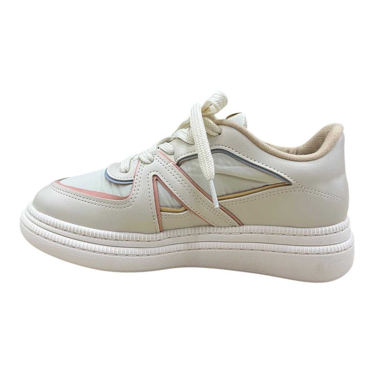 Tenis Feminino Moleca Casual Conforto Amarração Plataforma Detalhe Brilho Colorido 5816.108 Marfim Marfim 4