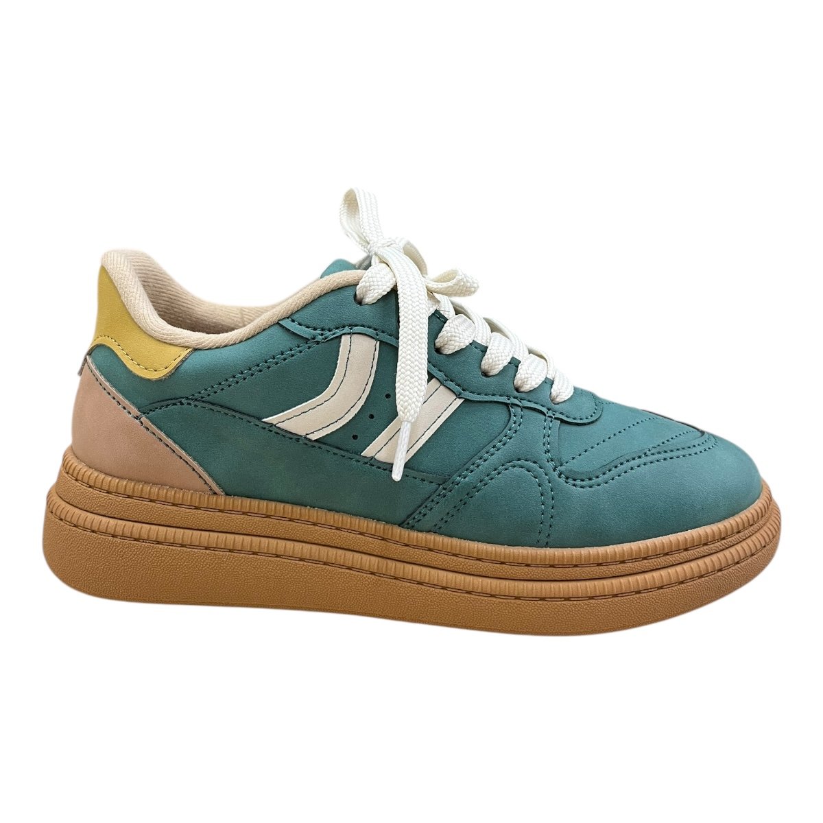Tenis Feminino Moleca Casual Conforto Plataforma Nobuck Camurça Amarração 5816.101 Verde