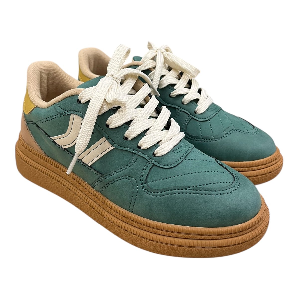 Tenis Feminino Moleca Casual Conforto Plataforma Nobuck Camurça Amarração 5816.101 Verde Verde 2