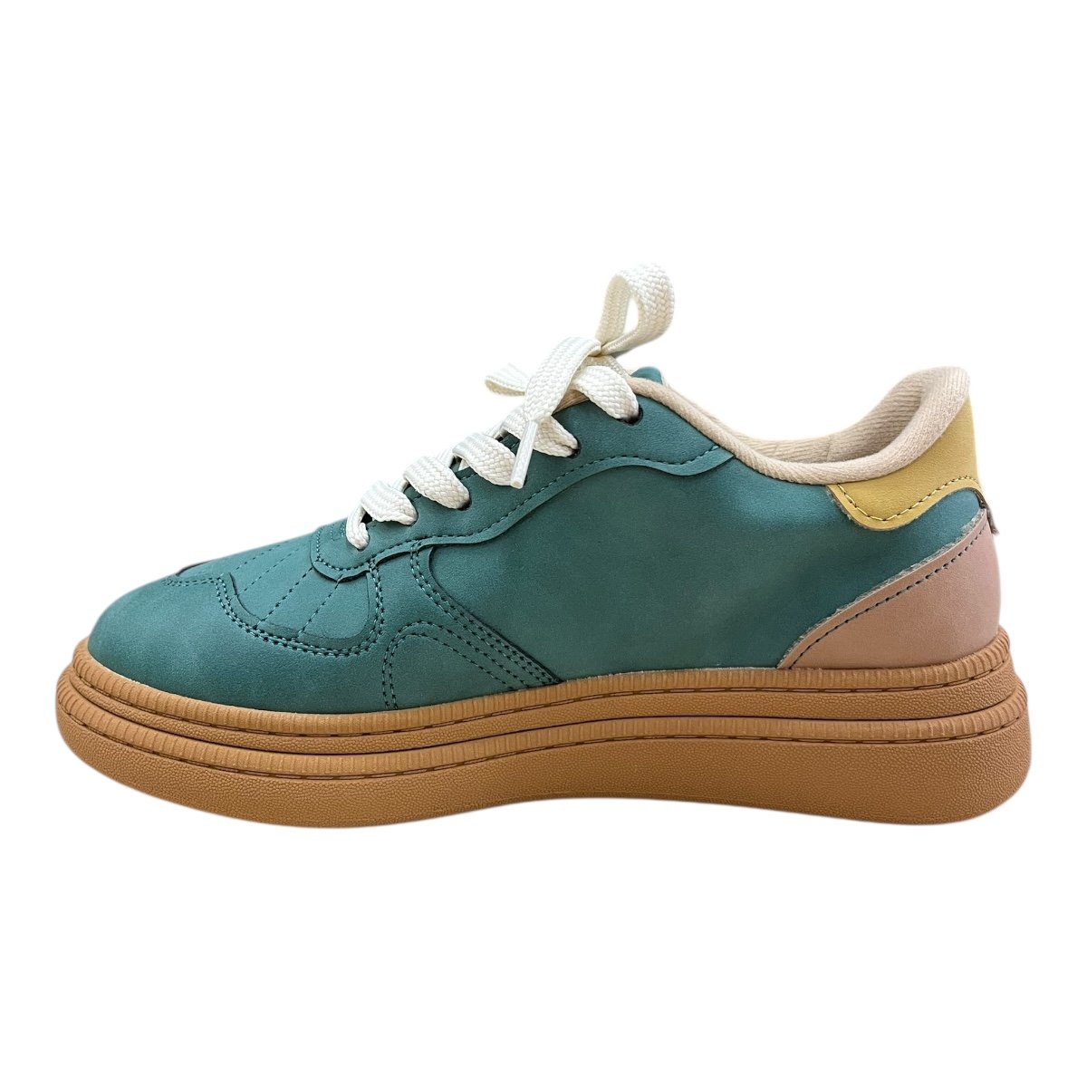 Tenis Feminino Moleca Casual Conforto Plataforma Nobuck Camurça Amarração 5816.101 Verde Verde 4