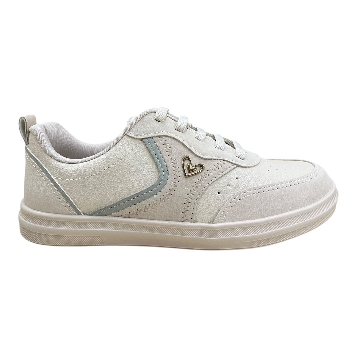 Tenis Feminino Mississipi Casual Conforto Retrô Calce Fácil Elástico Antiderrapante J0082 Marfim