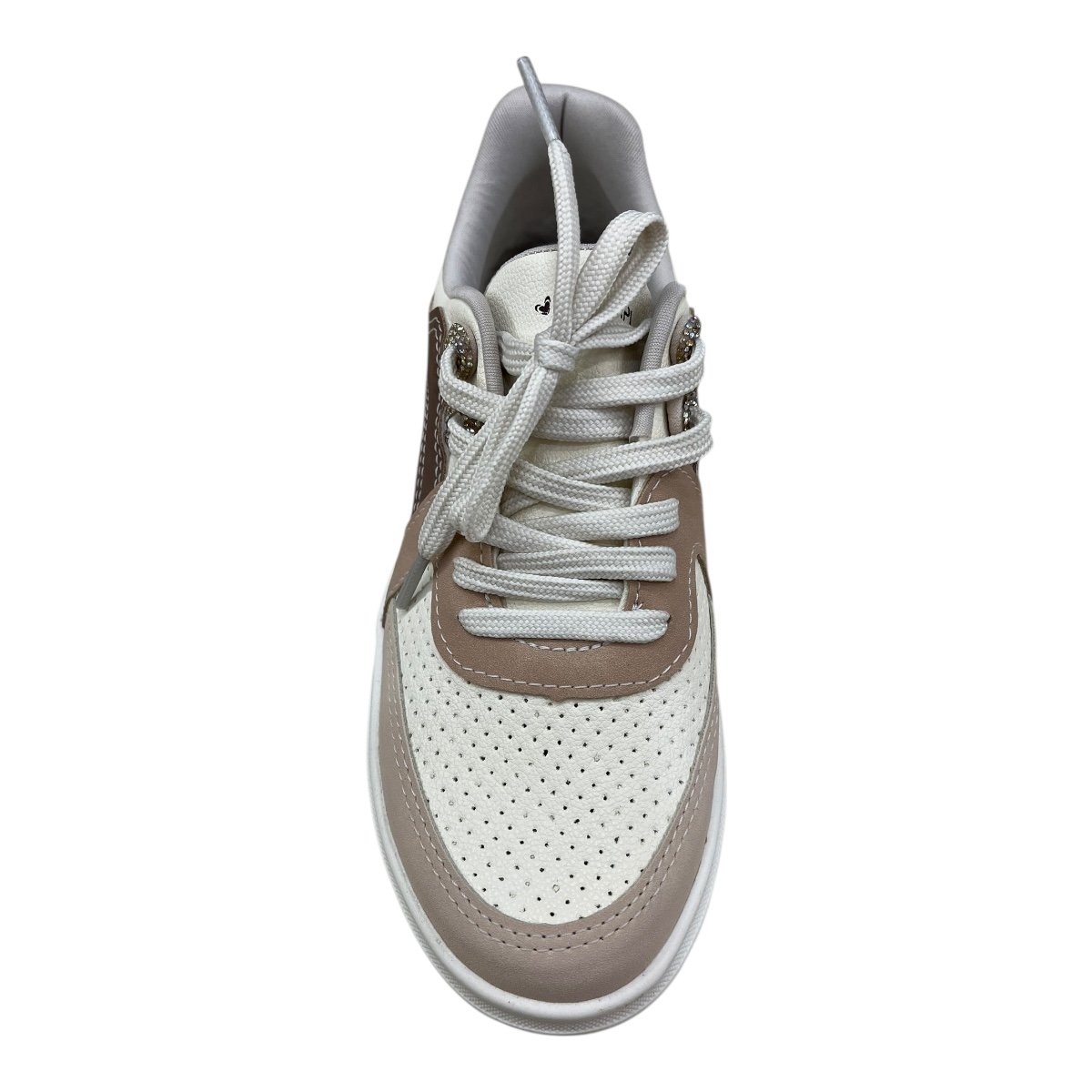 Tenis Feminino Mississipi Casual Conforto Strass Brilho Amarração Antiderrapante J0081 Bege Bege 6