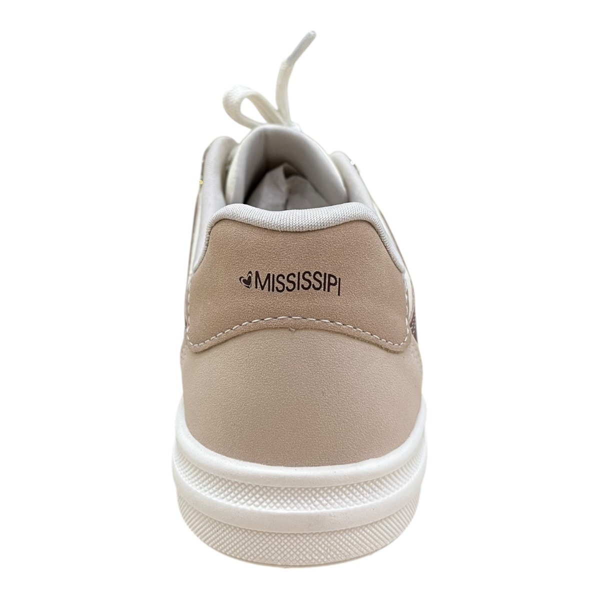 Tenis Feminino Mississipi Casual Conforto Strass Brilho Amarração Antiderrapante J0081 Bege Bege 5