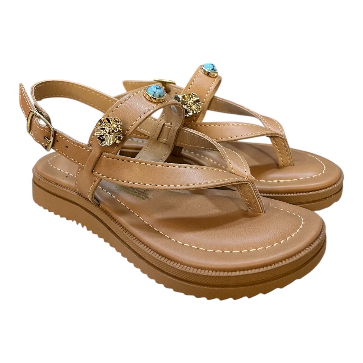 Sandalia Infantil Menina Pink Cats Casual Conforto Dedo Antiderrapante Pedras Metalizado V5601 Caramelo Caramelo 2