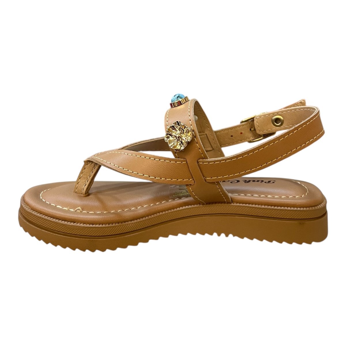 Sandalia Infantil Menina Pink Cats Casual Conforto Dedo Antiderrapante Pedras Metalizado V5601 Caramelo Caramelo 4