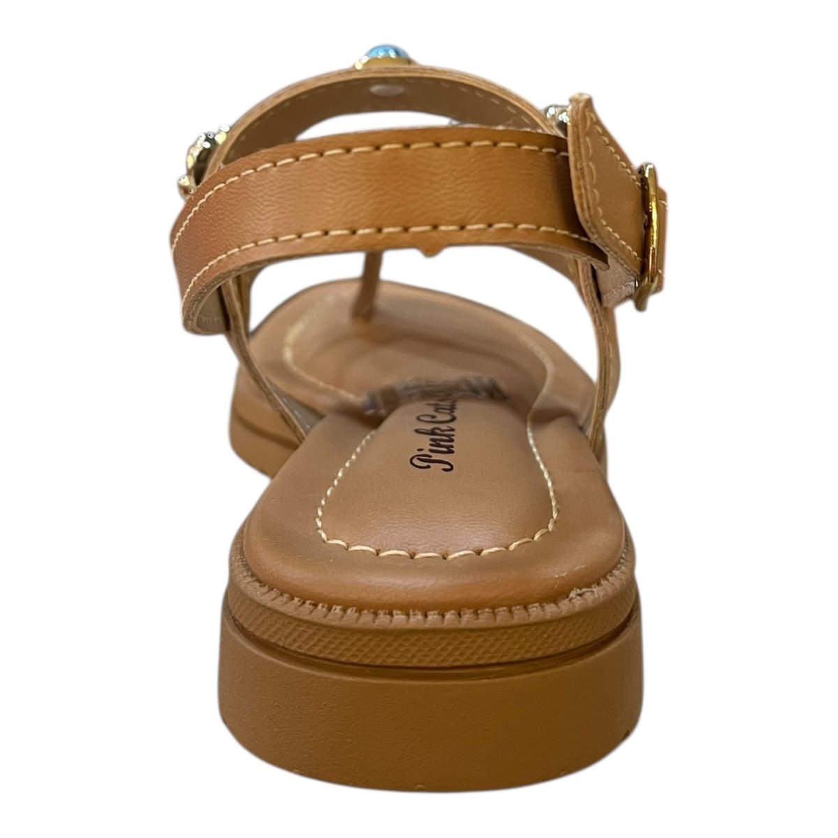 Sandalia Infantil Menina Pink Cats Casual Conforto Dedo Antiderrapante Pedras Metalizado V5601 Caramelo Caramelo 5