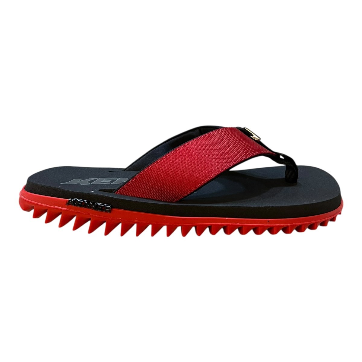 Chinelo Masculino Kenner Kivah Conforto Dedo Casual Antiderrapante Detalhe Metalizado Vermelho