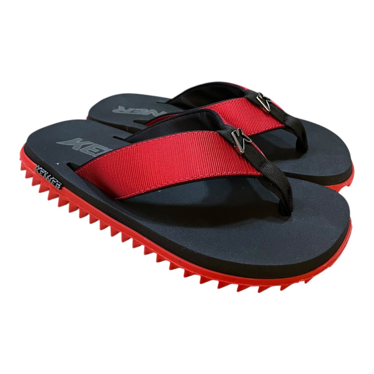 Chinelo Masculino Kenner Kivah Conforto Dedo Casual Antiderrapante Detalhe Metalizado Vermelho Preto/Vermelho 2