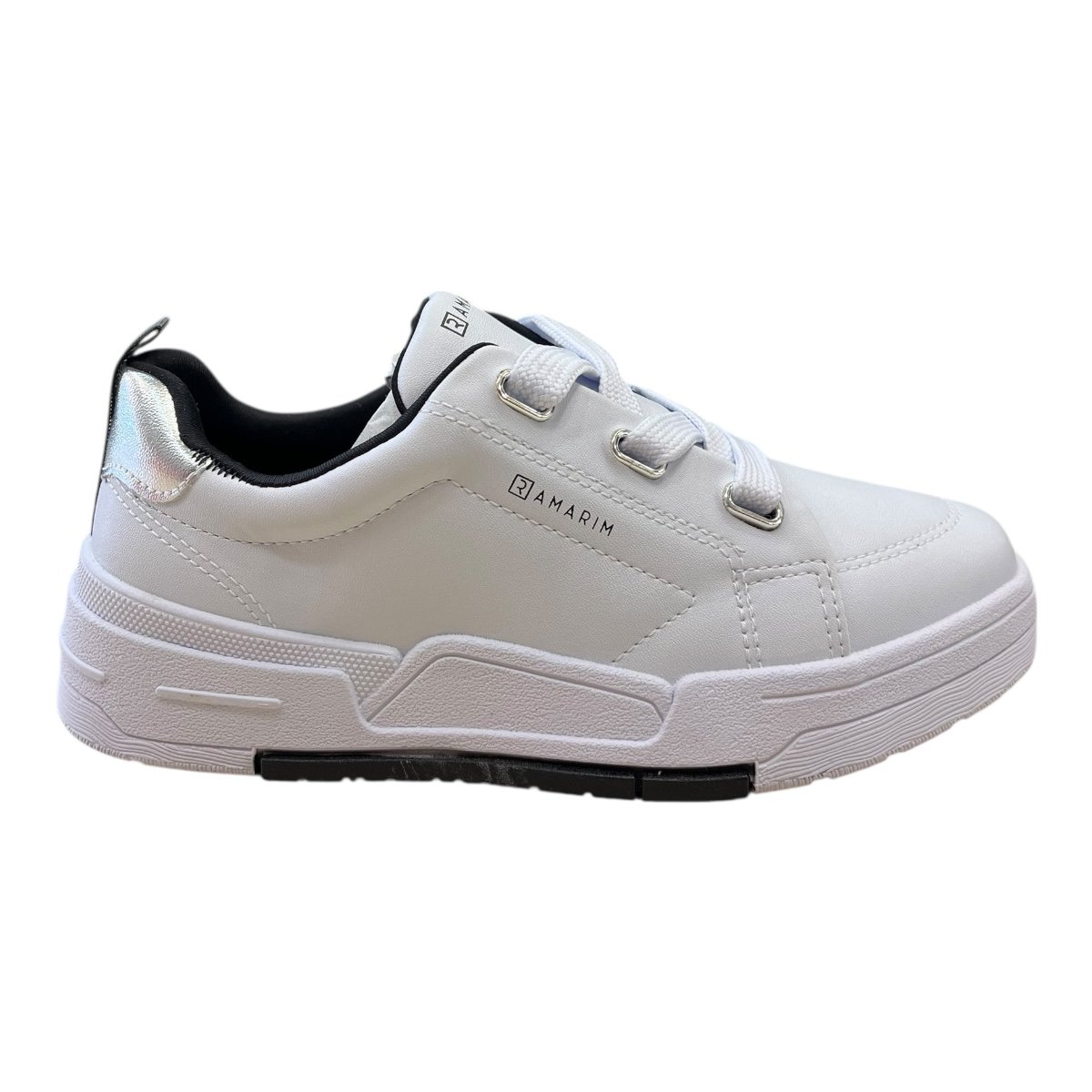 Tenis Feminino Ramarim Casual Conforto Plataforma Amarração Detalhe Metalizado 25-89201 Branco