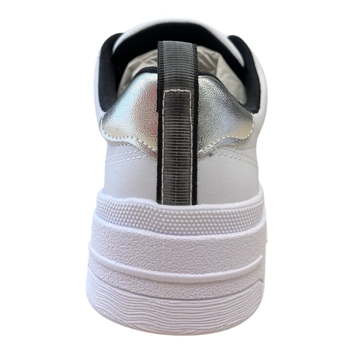 Tenis Feminino Ramarim Casual Conforto Plataforma Amarração Detalhe Metalizado 25-89201 Branco Branco 5