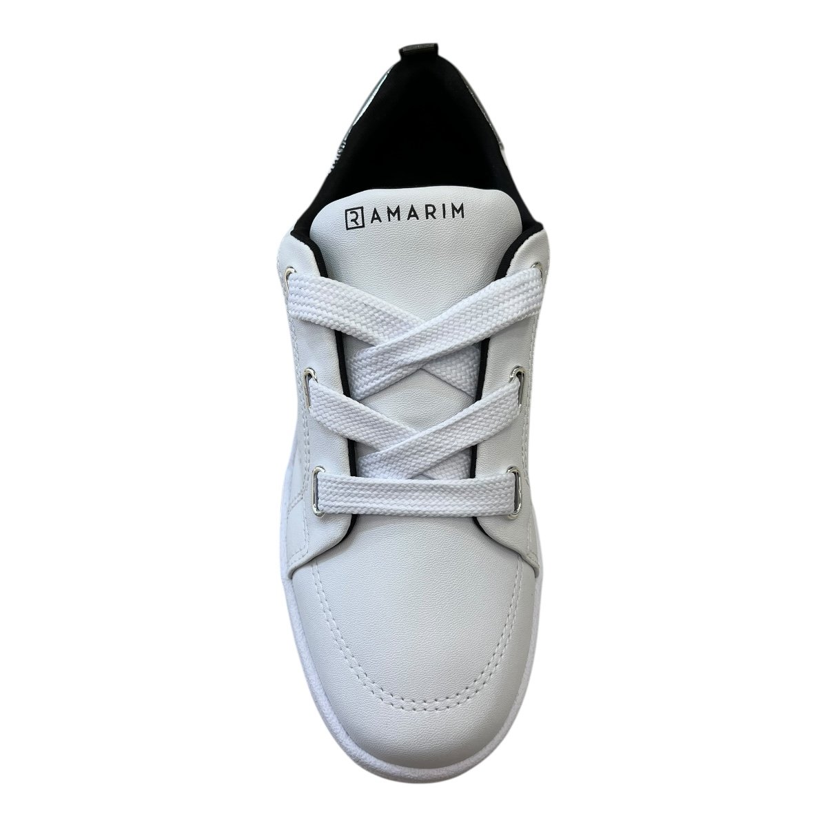 Tenis Feminino Ramarim Casual Conforto Plataforma Amarração Detalhe Metalizado 25-89201 Branco Branco 6