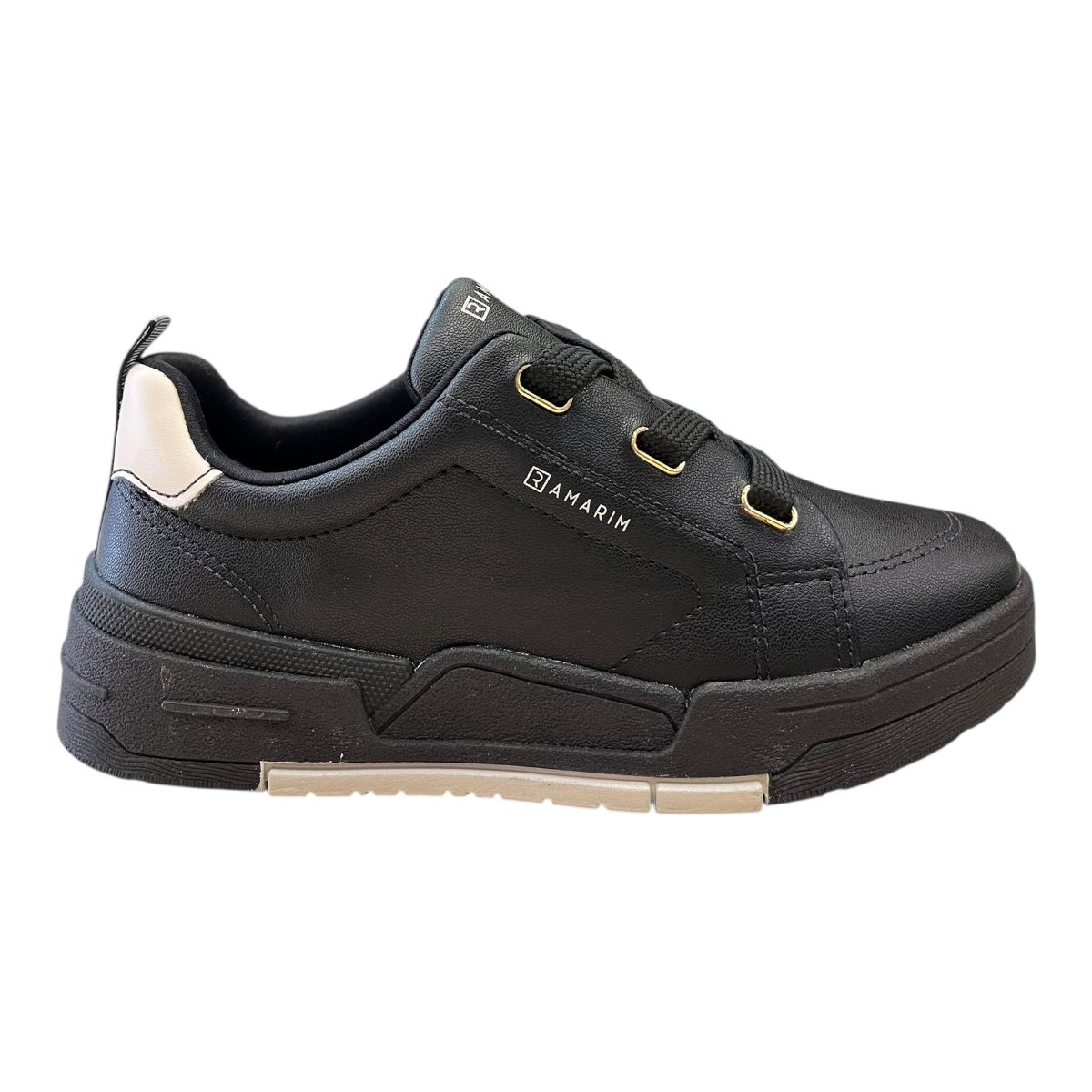 Tenis Feminino Ramarim Casual Conforto Plataforma Amarração Detalhe Metalizado 25-89201 Preto