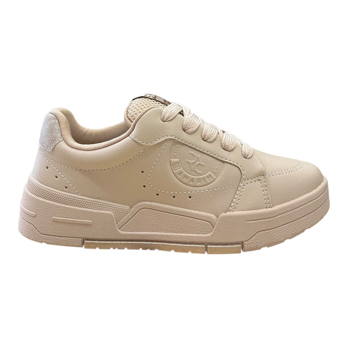 Tenis Feminino Ramarim Casual Conforto Plataforma Amarração Antiderrapante Brilho 25-89205 Bege