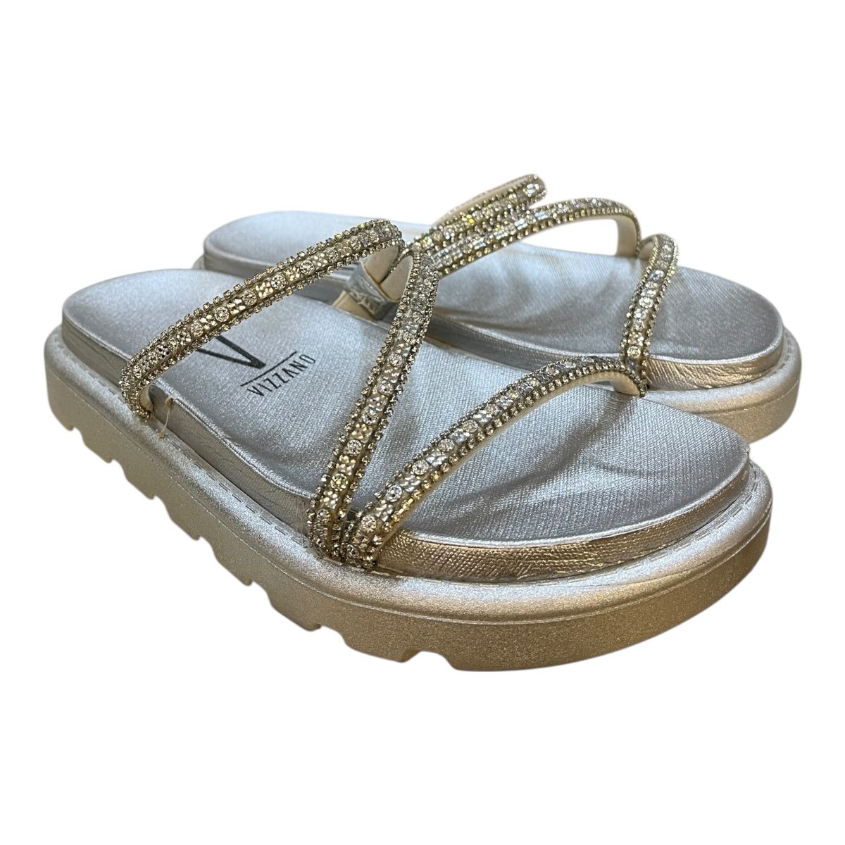 Chinelo Papete Feminino Vizzano Casual Conforto Metalizado Tiras Brilho Strass 6459318 Prata Prata 2