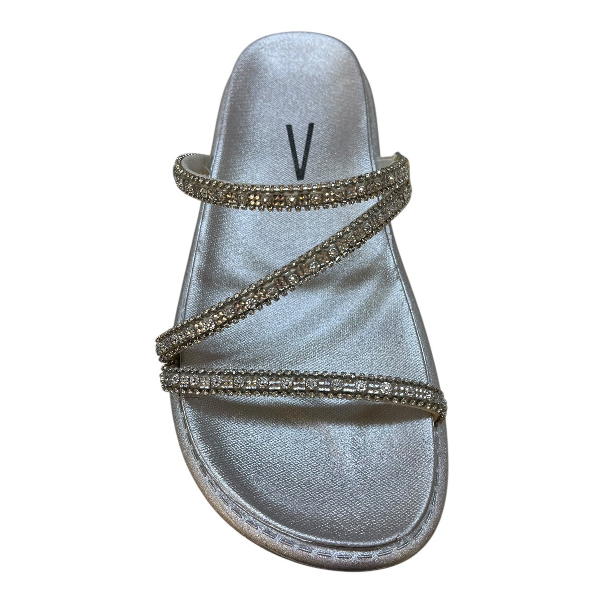 Chinelo Papete Feminino Vizzano Casual Conforto Metalizado Tiras Brilho Strass 6459318 Prata Prata 6