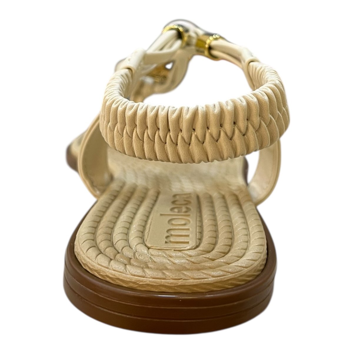 Sandalia Rasteira Feminino Moleca Casual Conforto Dedo Calce Fácil Detalhe Metalizado 5558.106 Branco Branco 5