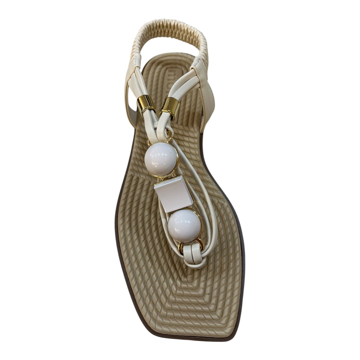 Sandalia Rasteira Feminino Moleca Casual Conforto Dedo Calce Fácil Detalhe Metalizado 5558.106 Branco Branco 6