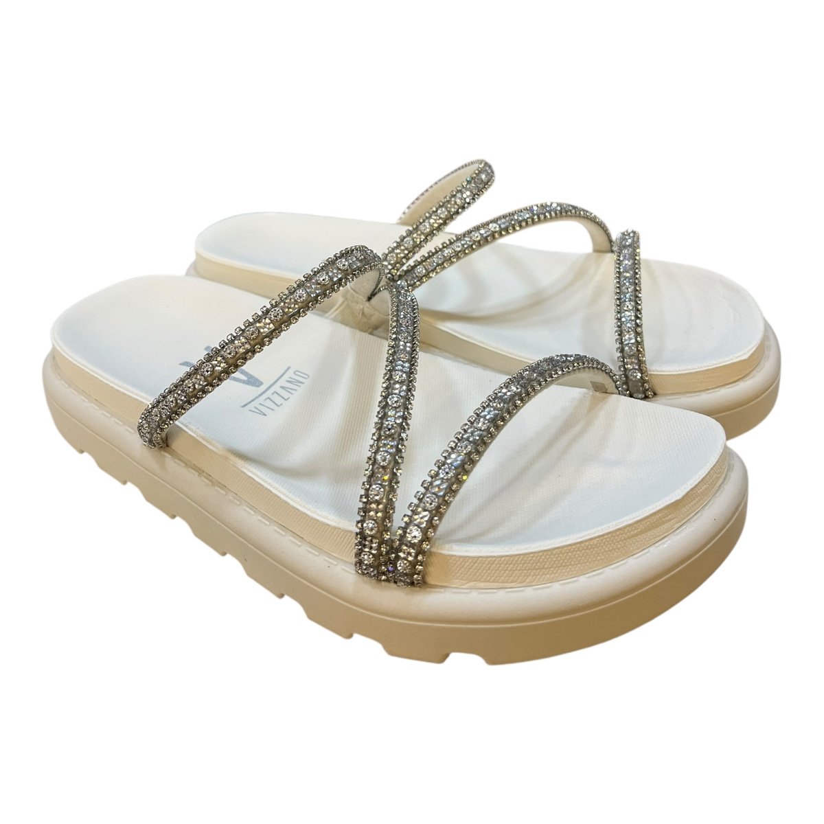 Chinelo Papete Feminino Vizzano Casual Conforto Tiras Brilho Strass Antiderrapante 6459118 Branco Branco 2