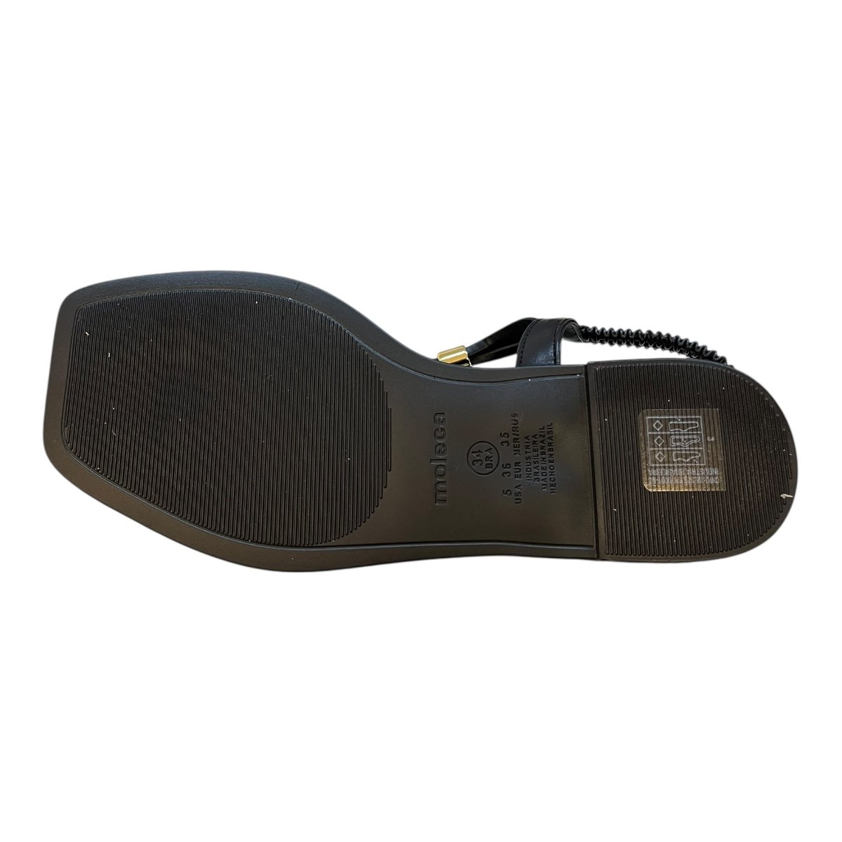 Sandalia Rasteira Feminino Moleca Casual Conforto Dedo Calce Fácil Detalhe Metalizado 5558.106 Preto Preto 3