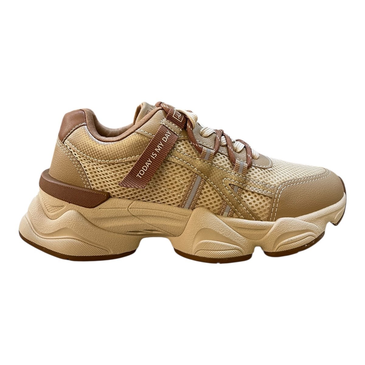 Tenis Feminino Ramarim Casual Conforto Cadarço Duplo Detalhe Refletivo Tratorado 25-90206 Bege