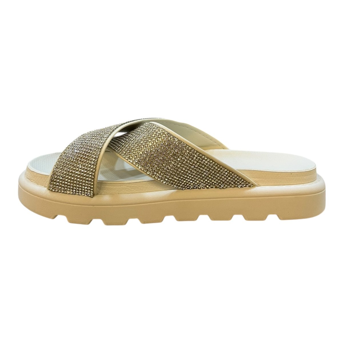 Chinelo Papete Feminino Vizzano Cruzada X Pelica Brilho Strass Casual Conforto 6459.122 Branco Branco 4