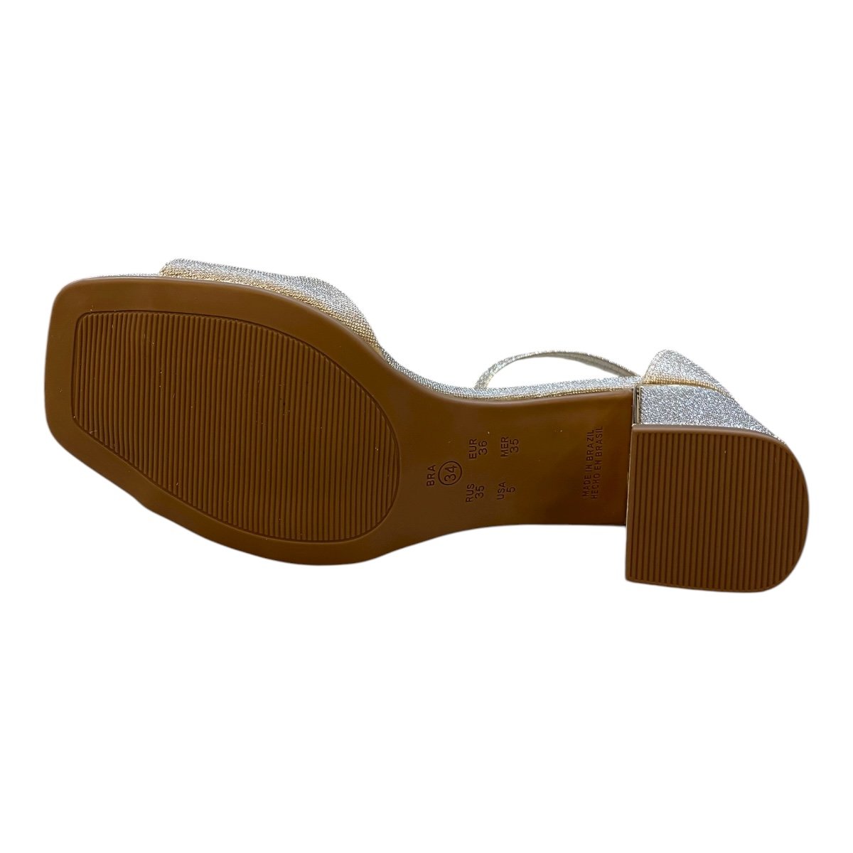 Sandalia Feminino Ramarim Casual Salto Bloco Médio Brilho Metalizado Calcanhar Fechado  25-39202 Dourado Dourado 3