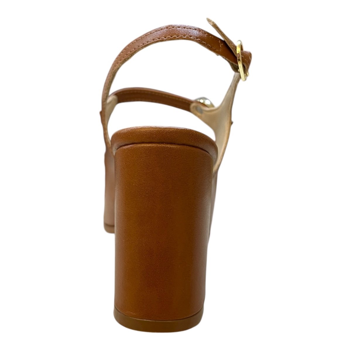 Sandalia Feminino Ramarim Casual Salto Bloco Alto Tiras Detalhe Metalizado Bico Quadrado 25-41205 Caramelo Caramelo 5