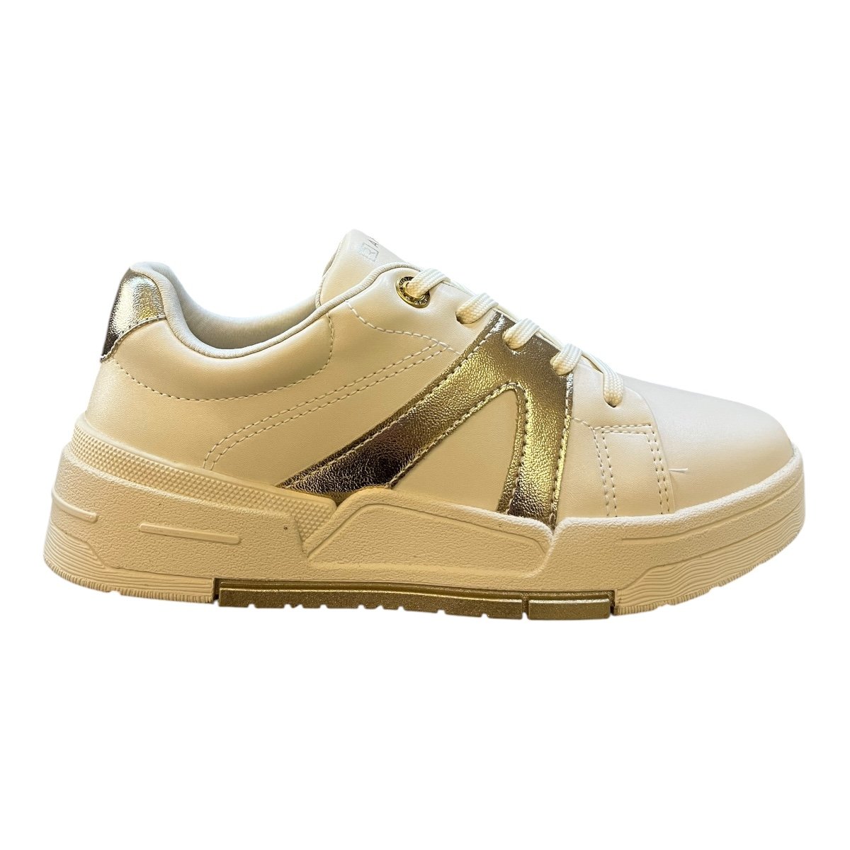 Tenis Feminino Ramarim Casual Plataforma Amarração Metalizado Conforto Antiderrpante 25-89202 Branco